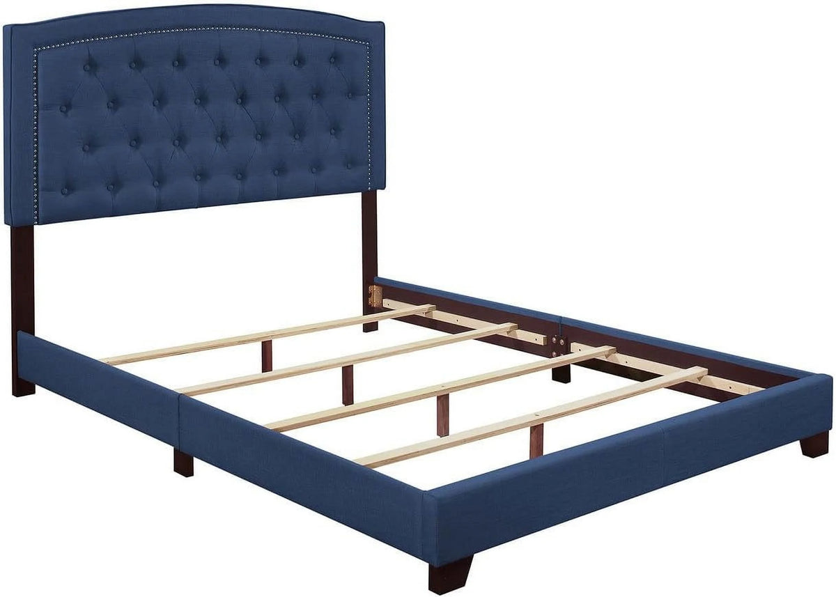 Queen Size Blue Upholstered Bed Frame Q9745