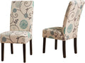 White And Blue Floral Fabric Dining Chairs, 2-Pcs Set H54198