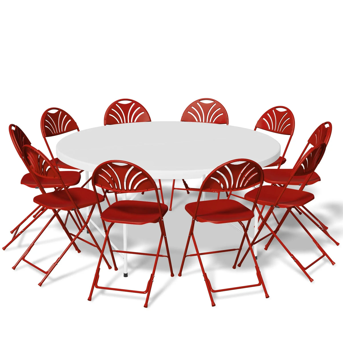 11-Piece Folding Dining Table with 10 Red Chairs Set M67010