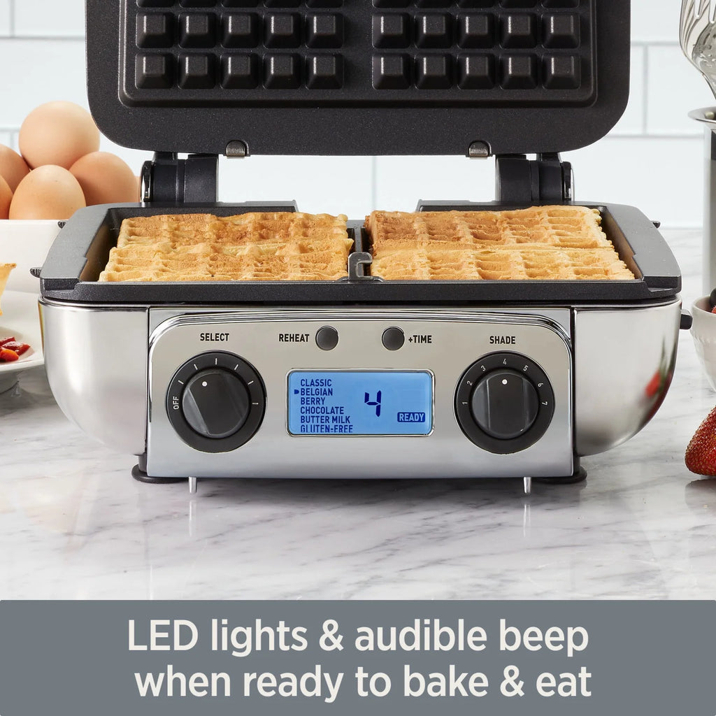 4 slice Belgian Waffle Maker with Removable Plates P103337