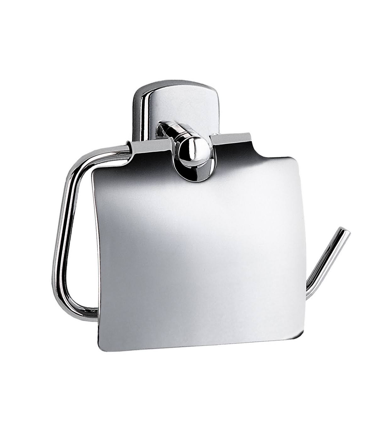 Toilet Roll Holder with Cover Polished Chrome W6166