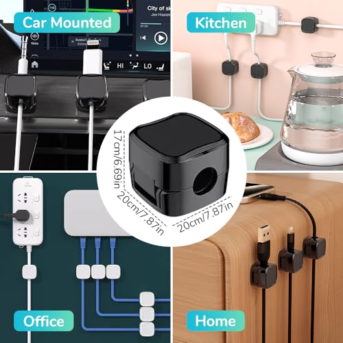 Black 6 Pcs Magnetic Cable Organizer Clips W80863