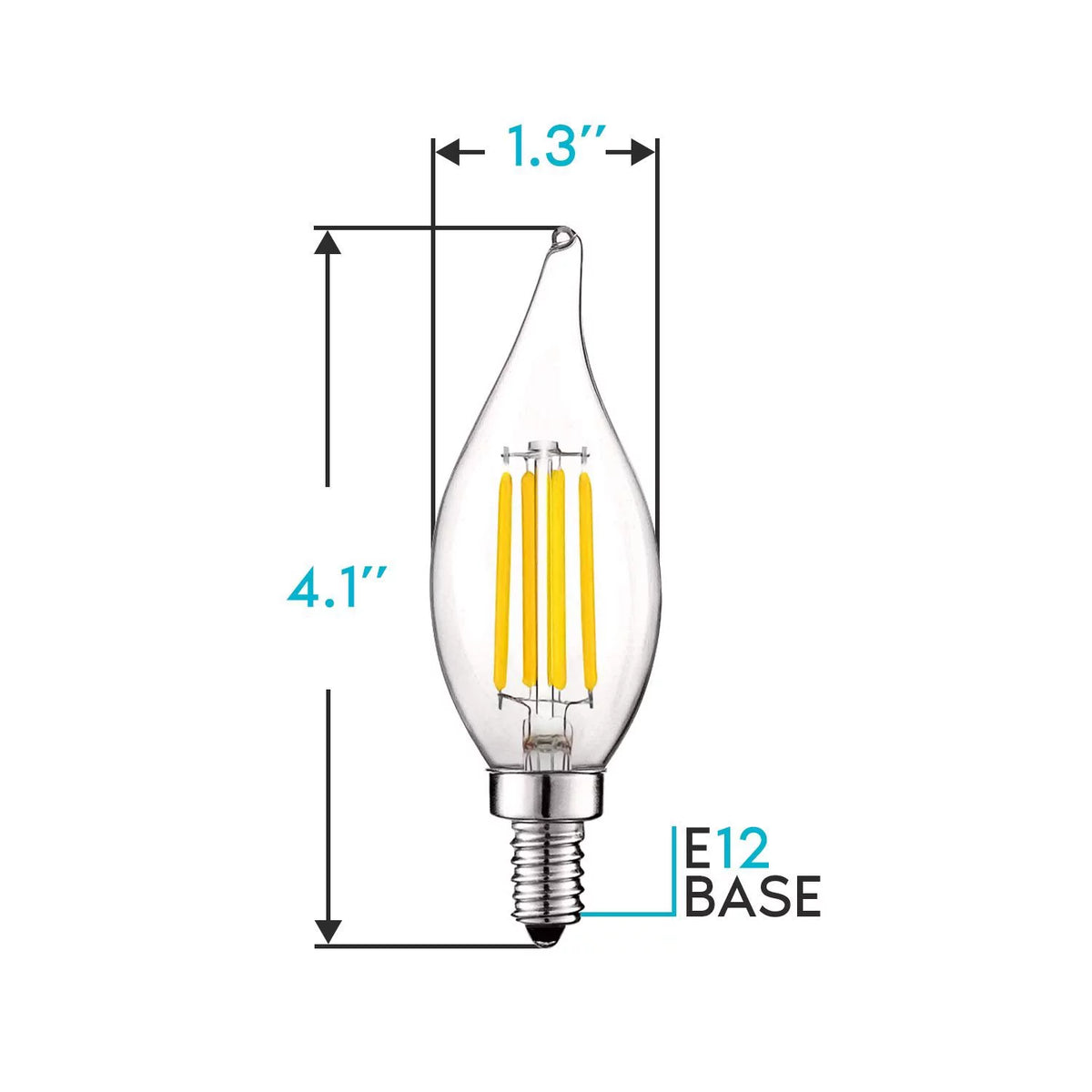5W E12 Dimmable LED Light Bulbs 3000K 12-Pack Q327