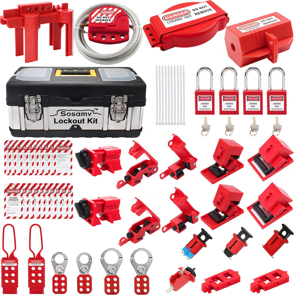 Lockout Tagout Kit with 47 Component Safety Padlocks Q116912