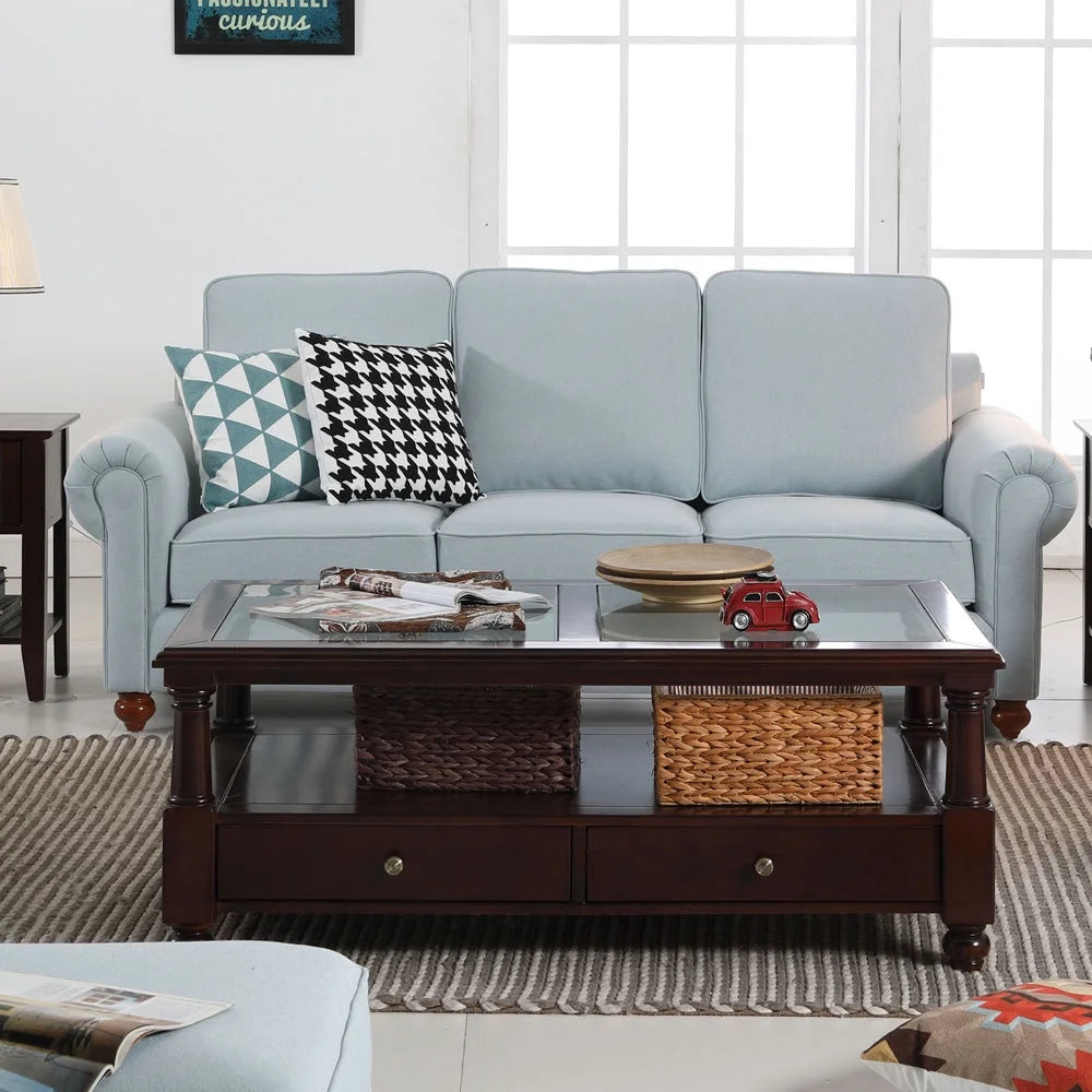 Linen Fabric Sectional Sofa Set, 3 Seater Loveseat G63110